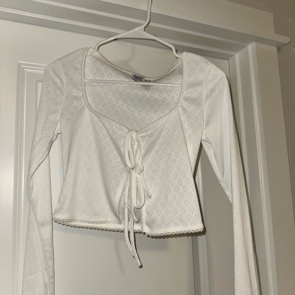 Princess Polly White Lace-Up Crop Top